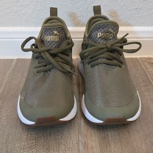 PUMA Womens Or Girls Khaki Green Sneakers